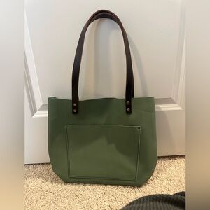 Portland Leather Tote Bag with Brown Handles